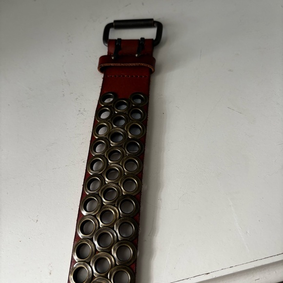 J. Crew Brown Leather Belt with Metal Eyelets Bronze Studded - Picture 5 of 5